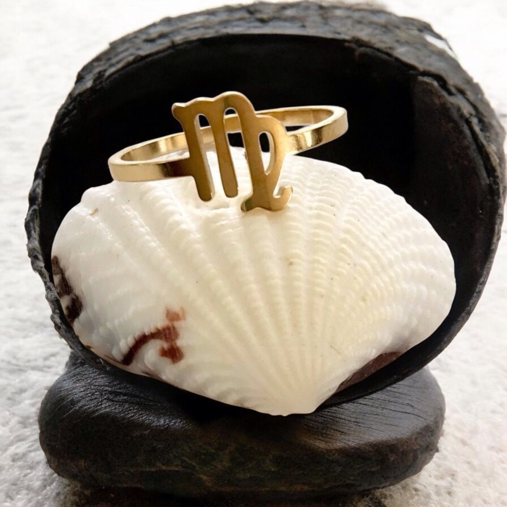 🆕 Virgo Gold Plated Zodiac Ring Gold Plating over Stainless Steel